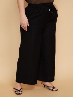 max - Black Solid/Plain Regular Palazzo