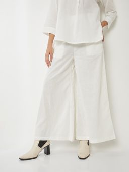 max - White Solid/Plain Regular Palazzo