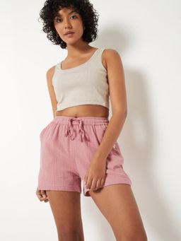 max - Pink Solid/Plain Shorts