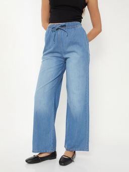 max - Blue Solid/Plain Regular Jeans
