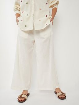 max - White Solid/Plain Regular Palazzo