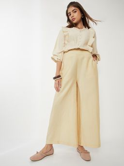 max - Beige Solid/Plain Regular Palazzo
