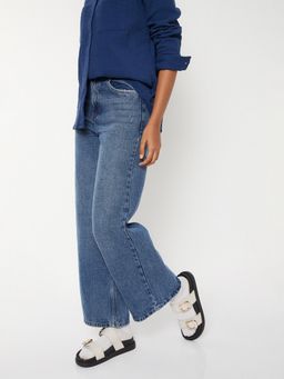 max - Blue Solid/Plain Regular Jeans