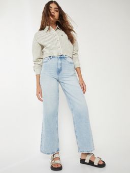 max - Blue Solid/Plain Regular Jeans