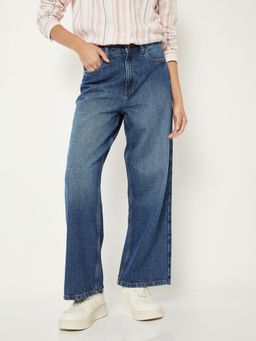 max - Blue Solid/Plain Regular Jeans
