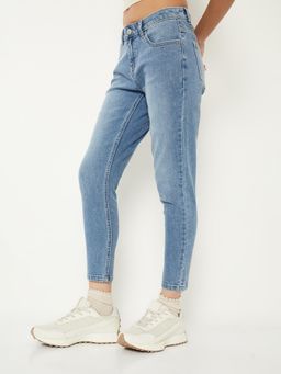 max - Blue Solid/Plain Skinny Jeans