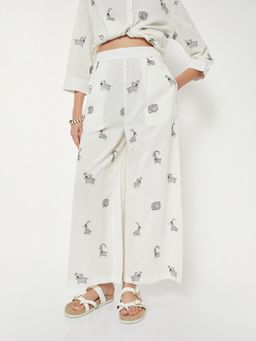 max - White Embroidered Regular Palazzo