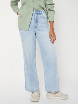 max - Blue Solid/Plain Regular Jeans