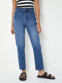 max - Blue Solid/Plain Regular Jeans