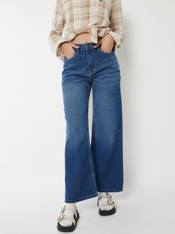 max - Blue Solid/Plain Regular Jeans