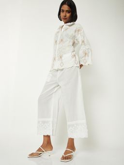 max - White Solid/Plain Regular Palazzo