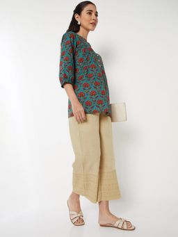 max - Beige Embroidered Regular Palazzo