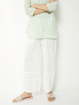 max - White Solid/Plain Regular Palazzo