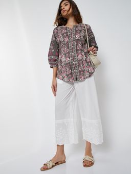 max - White Solid/Plain Regular Palazzo
