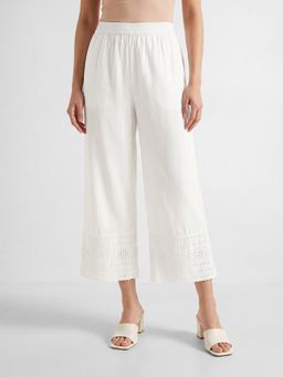 max - White Solid/Plain Regular Palazzo