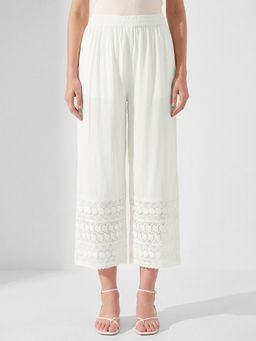 max - Off White Embroidered Regular Palazzo