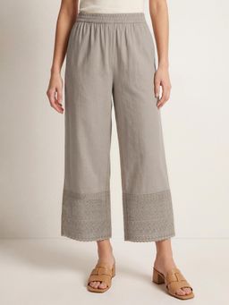 max - Grey Embroidered Regular Palazzo