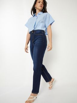 max - Blue Solid/Plain Regular Jeans