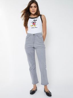 max - Grey Solid/Plain Regular Jeans