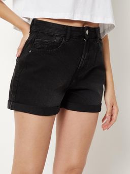max - Black Solid/Plain Shorts