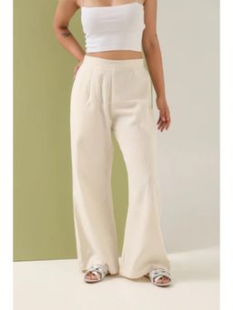 Sugnaa - Off White Solid/Plain Flared Trouser