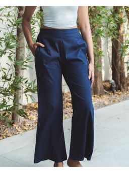 Sugnaa - Blue Solid/Plain Flared Trouser