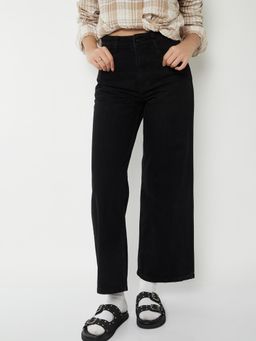 max - Black Solid/Plain Regular Jeans