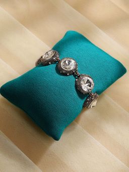 Sohi - Women Textured Crystal Bracelet White