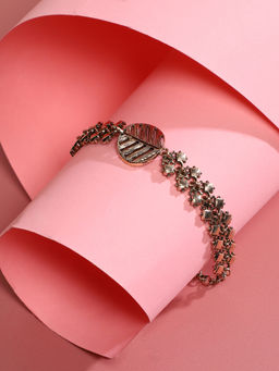 Sohi - Women Circular Leaf Bracelet Dark Silver