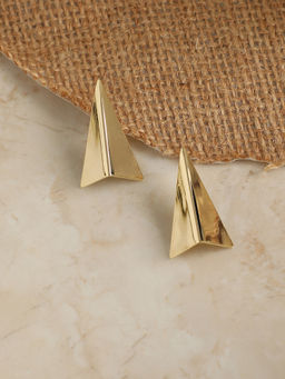 Sohi - Women Folded Triangle Earrings Gold