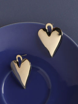 Sohi - Women Heart Lock Earrings Gold