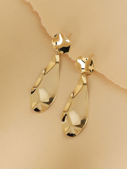 Sohi - Women Embossed Teardrop Drop Earrings Gold