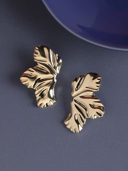 Sohi - Women Textured Maple Leaf Earrings Gold