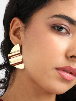 Sohi - Women Dented Minimal Earrings Gold