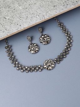 Sohi - Women Antique Flower Jewellery Set Silver