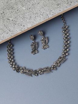 Sohi - Women Crystal Tulip Jewellery Set Silver