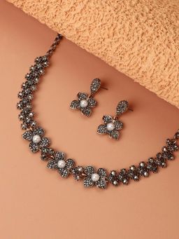 Sohi - Women Four-Petal Flower Jewellery Set White