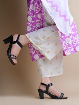 Shoetopia - Elegant Black Block Heels Sandals for Women