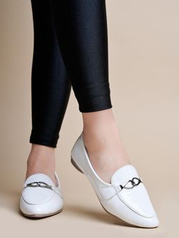 Shoetopia - Round Toe Flat White Belly for Women