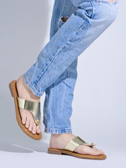 Shoetopia - Stylish Casual Golden Flats for Women