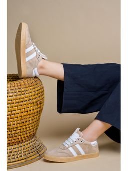 Shoetopia - Beige Smart Sneakers for Women