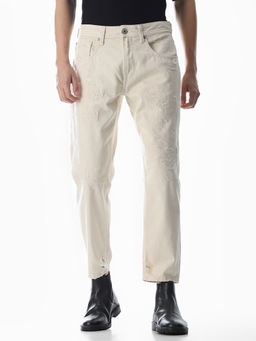 Jack & Jones - Men Off White Solid Jeans