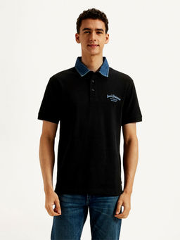 Levi's - Black Typography Slim Fit Polo T-Shirt
