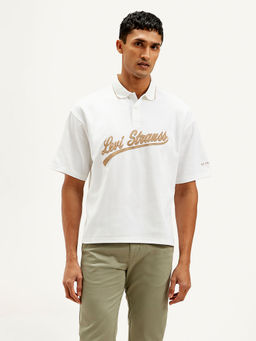 Levi's - White Embroidered Loose Fit Polo T-Shirt