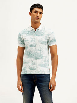 Levi's - White Printed Slim Fit Polo T-Shirt