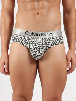 Calvin Klein - Grey Geometric Print Mid Rise Brief
