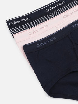 Calvin Klein - Multicolor Brand Elasticated Mid Rise Briefs (Pack of 3)