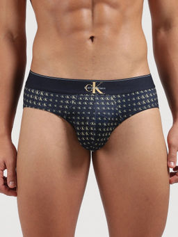Calvin Klein - Blue Logo Print Mid Rise Brief