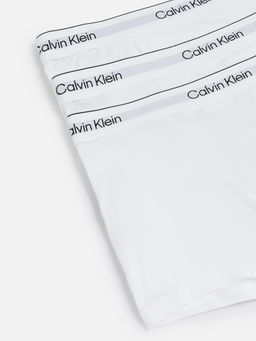 Calvin Klein - White Brand Elasticated Mid Rise Trunks (Pack of 3)