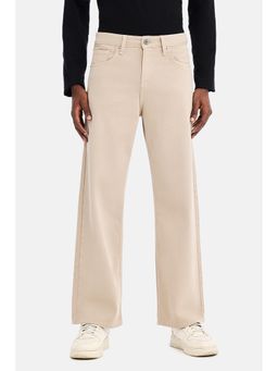 Snitch - Beige Solid/Plain Loose Jeans